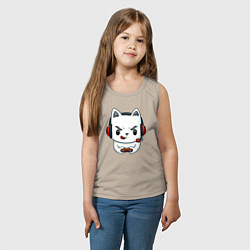 Майка детская хлопок Кот игроман The cat is a gambler, цвет: миндальный — фото 2