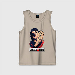 Майка детская хлопок Бумажный дом La casa de papel, цвет: миндальный