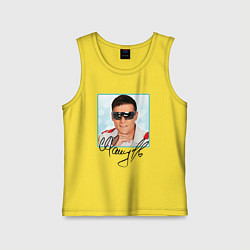 Майка детская хлопок Юрий Шатунов автограф, цвет: желтый