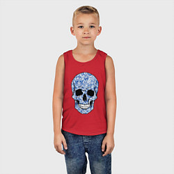 Майка детская хлопок Skull gzhel, цвет: красный — фото 2
