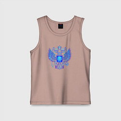 Майка детская хлопок Неоновый герб России, цвет: пыльно-розовый