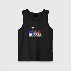 Майка детская хлопок Russia объемный текст, цвет: черный