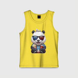 Майка детская хлопок Прикольный панда с попкорном и колой, цвет: желтый