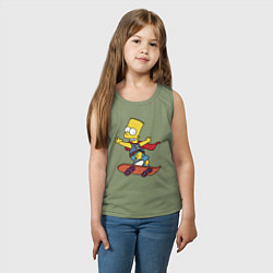 Майка детская хлопок Барт Симпсон - крутой скейтер, цвет: авокадо — фото 2