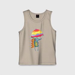 Майка детская хлопок Ежик под зонтиком, цвет: миндальный