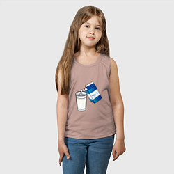 Майка детская хлопок Люблю пить молоко, цвет: пыльно-розовый — фото 2