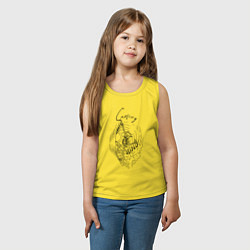 Майка детская хлопок Серфинг - скелет на доске, цвет: желтый — фото 2