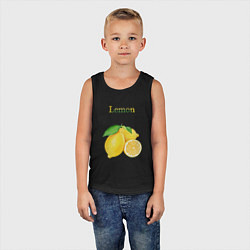 Майка детская хлопок Lemon лимон, цвет: черный — фото 2