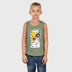 Майка детская хлопок Гомер Симпсон в звёздном балахоне и в наушниках, цвет: авокадо — фото 2