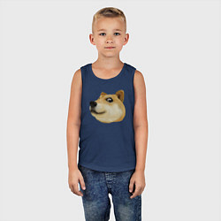 Майка детская хлопок Объёмный пиксельный пёс Доге внимательно смотрит, цвет: тёмно-синий — фото 2