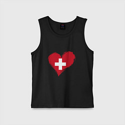 Майка детская хлопок Сердце - Швейцария, цвет: черный