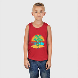 Майка детская хлопок Пришелец на пляже, цвет: красный — фото 2