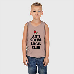 Майка детская хлопок Anti social local club, цвет: пыльно-розовый — фото 2