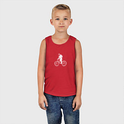 Майка детская хлопок По космосу на велосипеде, цвет: красный — фото 2