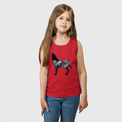 Майка детская хлопок Ночной волк и лес, цвет: красный — фото 2