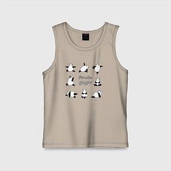 Майка детская хлопок Панда - йога, цвет: миндальный