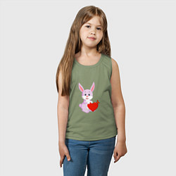 Майка детская хлопок Кролик с сердцем, цвет: авокадо — фото 2
