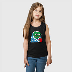 Майка детская хлопок Frog Pepe мем, цвет: черный — фото 2