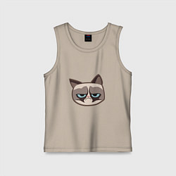Майка детская хлопок Мем недовольный кот, цвет: миндальный