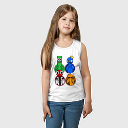 Майка детская хлопок Радужные друзья: Зеленый, Синий, Оранжевый и Красн, цвет: белый — фото 2