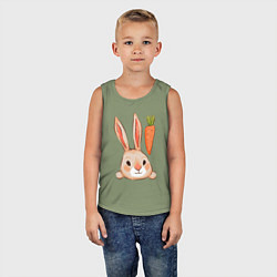 Майка детская хлопок Заяц с морковкой, цвет: авокадо — фото 2