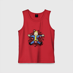 Майка детская хлопок Vault boy caps, цвет: красный
