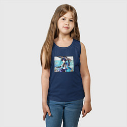 Майка детская хлопок Скарамучча Геншин импакт, цвет: тёмно-синий — фото 2