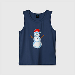 Майка детская хлопок Мультяшный новогодний снеговик, цвет: тёмно-синий