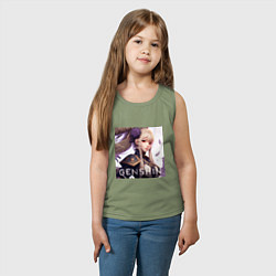 Майка детская хлопок Genshin Impact art, цвет: авокадо — фото 2