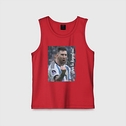 Майка детская хлопок Viva la Argentina - Lionel Messi - world champion, цвет: красный