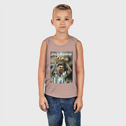 Майка детская хлопок Lionel Messi - world champion - Argentina, цвет: пыльно-розовый — фото 2