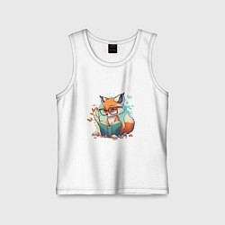 Майка детская хлопок Умный лисёнок, цвет: белый