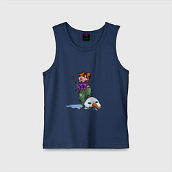 Майка детская хлопок Убийца Снеговиков - девушка с огнемётом, цвет: тёмно-синий
