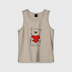 Майка детская хлопок Милый мишка с сердцем, цвет: миндальный