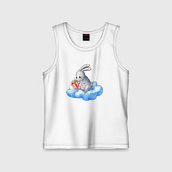 Майка детская хлопок Заяц на облаке, цвет: белый