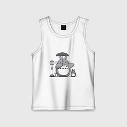 Майка детская хлопок Тоторо с зонтиком, цвет: белый