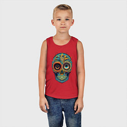 Майка детская хлопок Mexican skull, цвет: красный — фото 2