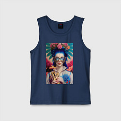 Майка детская хлопок Алиса в стране чудес, цвет: тёмно-синий