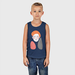 Майка детская хлопок Лайн арт портрет девушки в стиле минимализм, цвет: тёмно-синий — фото 2