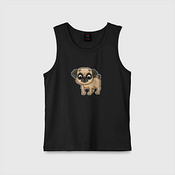 Майка детская хлопок Пиксельный мопс, цвет: черный