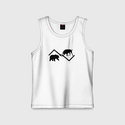 Майка детская хлопок Быки и медведи, цвет: белый