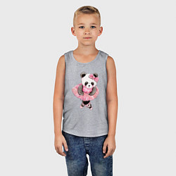 Майка детская хлопок Милая животная панда балерина акварель, цвет: меланж — фото 2
