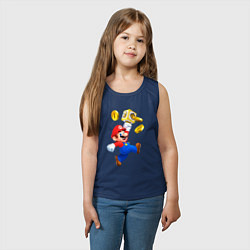 Майка детская хлопок Марио сбивает монетки, цвет: тёмно-синий — фото 2