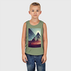 Майка детская хлопок Геометрические горы, цвет: авокадо — фото 2