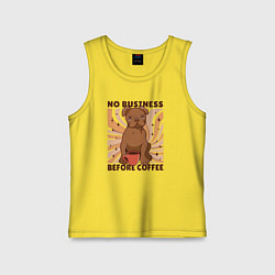 Майка детская хлопок No business before coffee, цвет: желтый