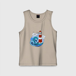 Майка детская хлопок Маяк в стиле Papercut, цвет: миндальный