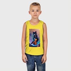 Майка детская хлопок Кот со скрипкой в космосе, цвет: желтый — фото 2