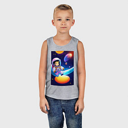 Майка детская хлопок Мультяшный астронавт, цвет: меланж — фото 2