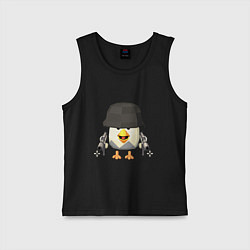 Майка детская хлопок Chicken Gun в каске, цвет: черный