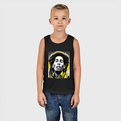 Майка детская хлопок Bob Marley Digital Art, цвет: черный — фото 2